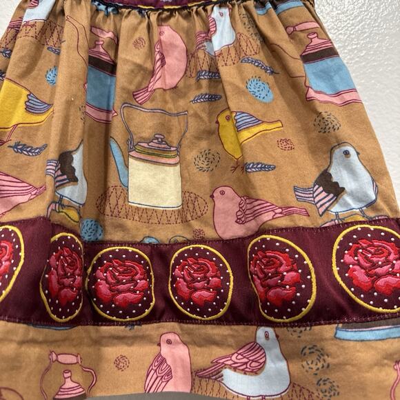 Matilda Jane Paint By Numbers Dress Girls Size 2 Bird Floral Print Teapot Artsy - Picture 4 of 8